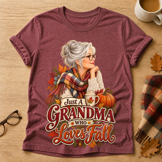 Grandma Loves Fall T-shirt - Heather Maroon - Brooke & Belle