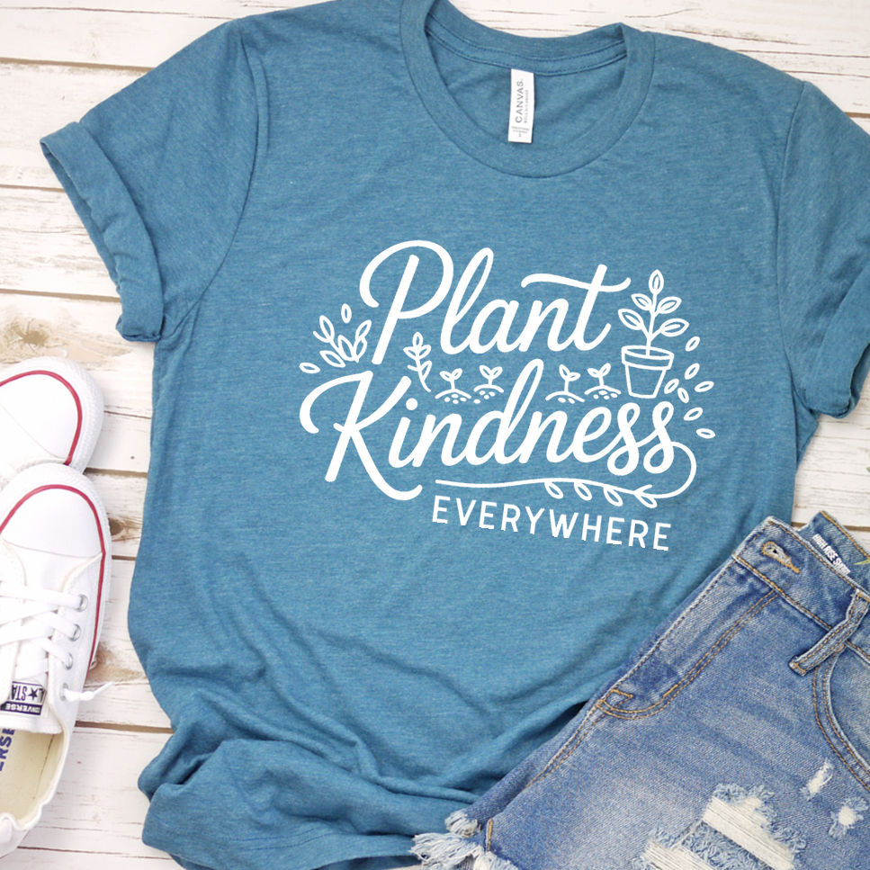 Plant Kindness Everywhere T-Shirt - Heather Deep Teal - Brooke & Belle
