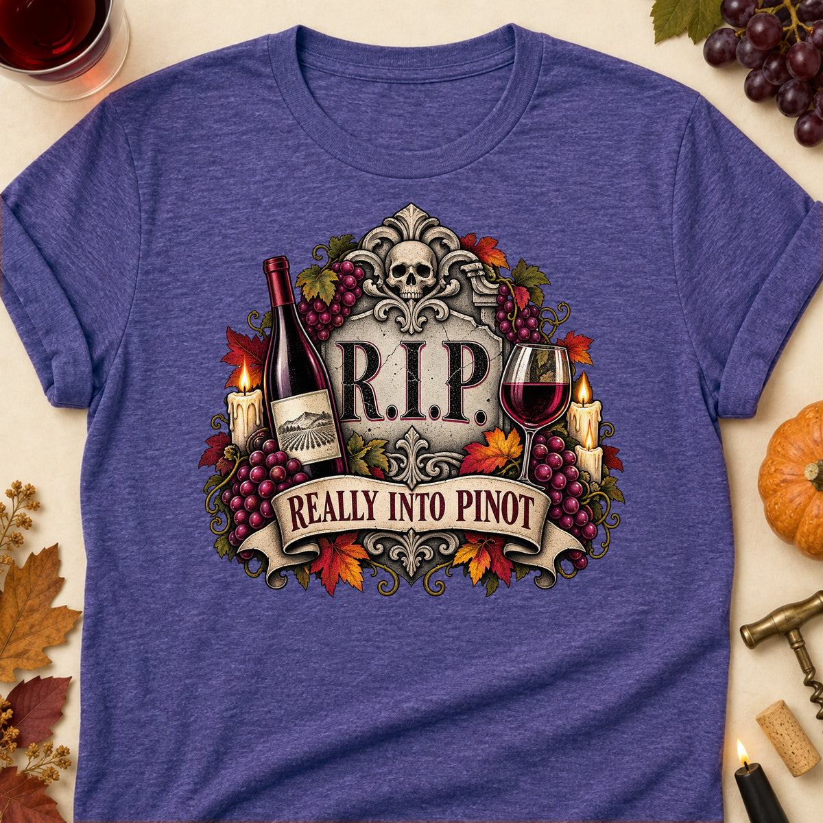 R.I.P. Really Into Pinot Colored Print T-Shirt - Heather Purple - Brooke & Belle