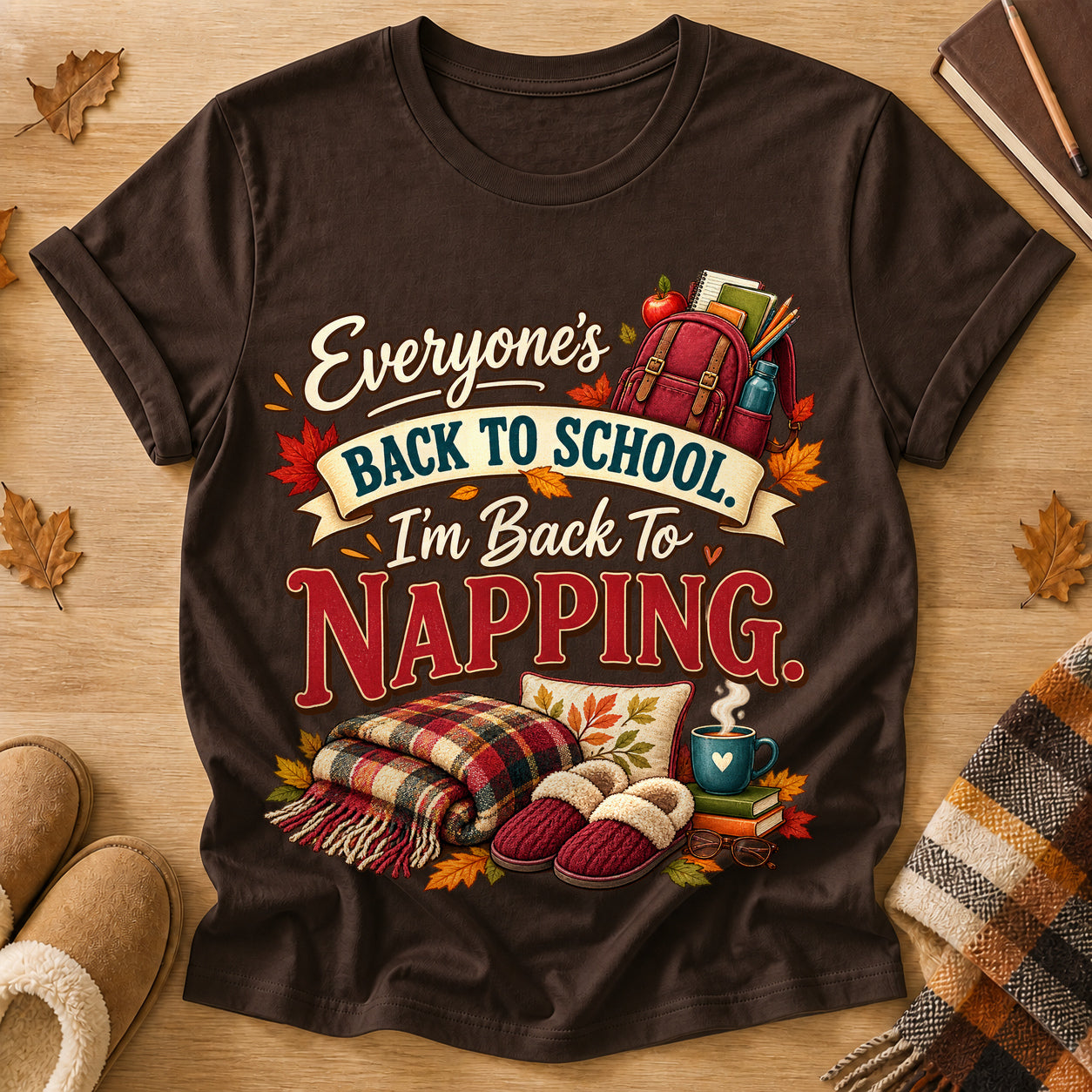 Back To School Napping T-shirt - Dark Chocolate - Brooke & Belle