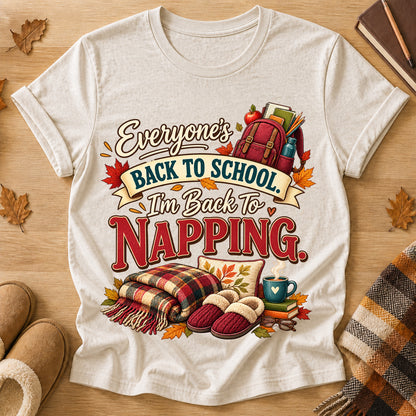 Back To School Napping T-shirt - Heather Oatmeal - Brooke & Belle