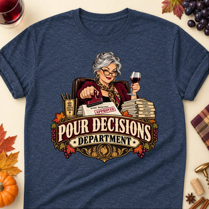 Pour Decisions Department Colored Print T-Shirt - Heather Navy - Brooke & Belle
