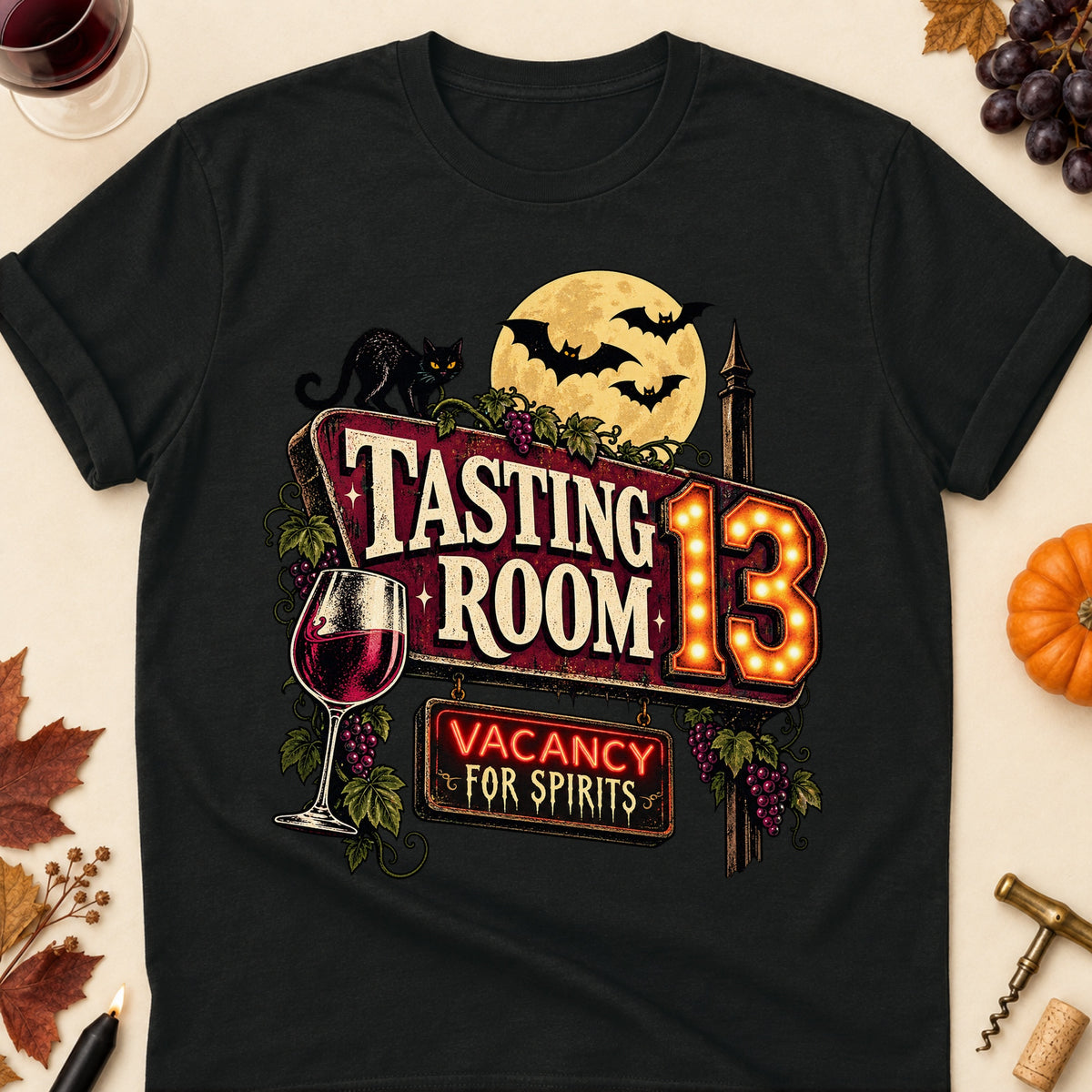Tasting Room 13 Vacancy For Spirits Colored Print T-Shirt - Black - Brooke & Belle