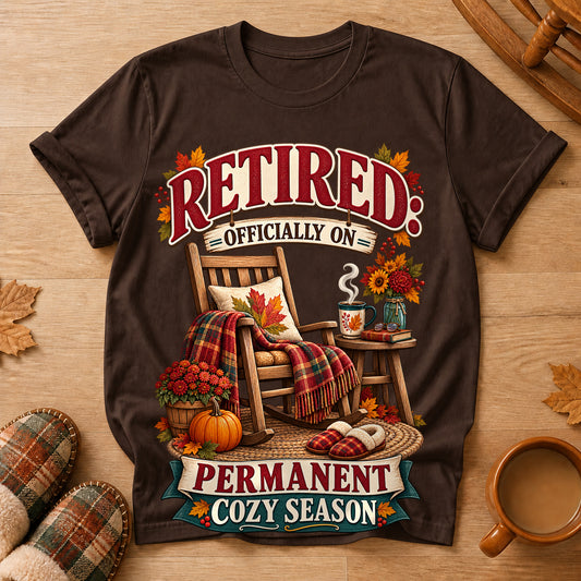 Retired Permanent Cozy Season T-shirt - Dark Chocolate - Brooke & Belle