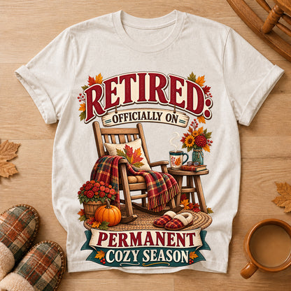 Retired Permanent Cozy Season T-shirt - Heather Oatmeal - Brooke & Belle