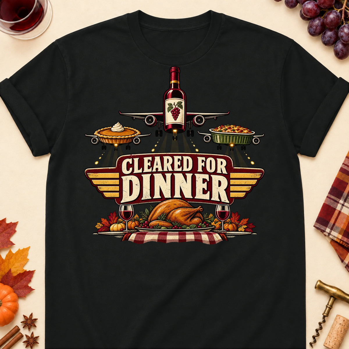 Cleared For Dinner Colored Print T-Shirt - Black - Brooke & Belle