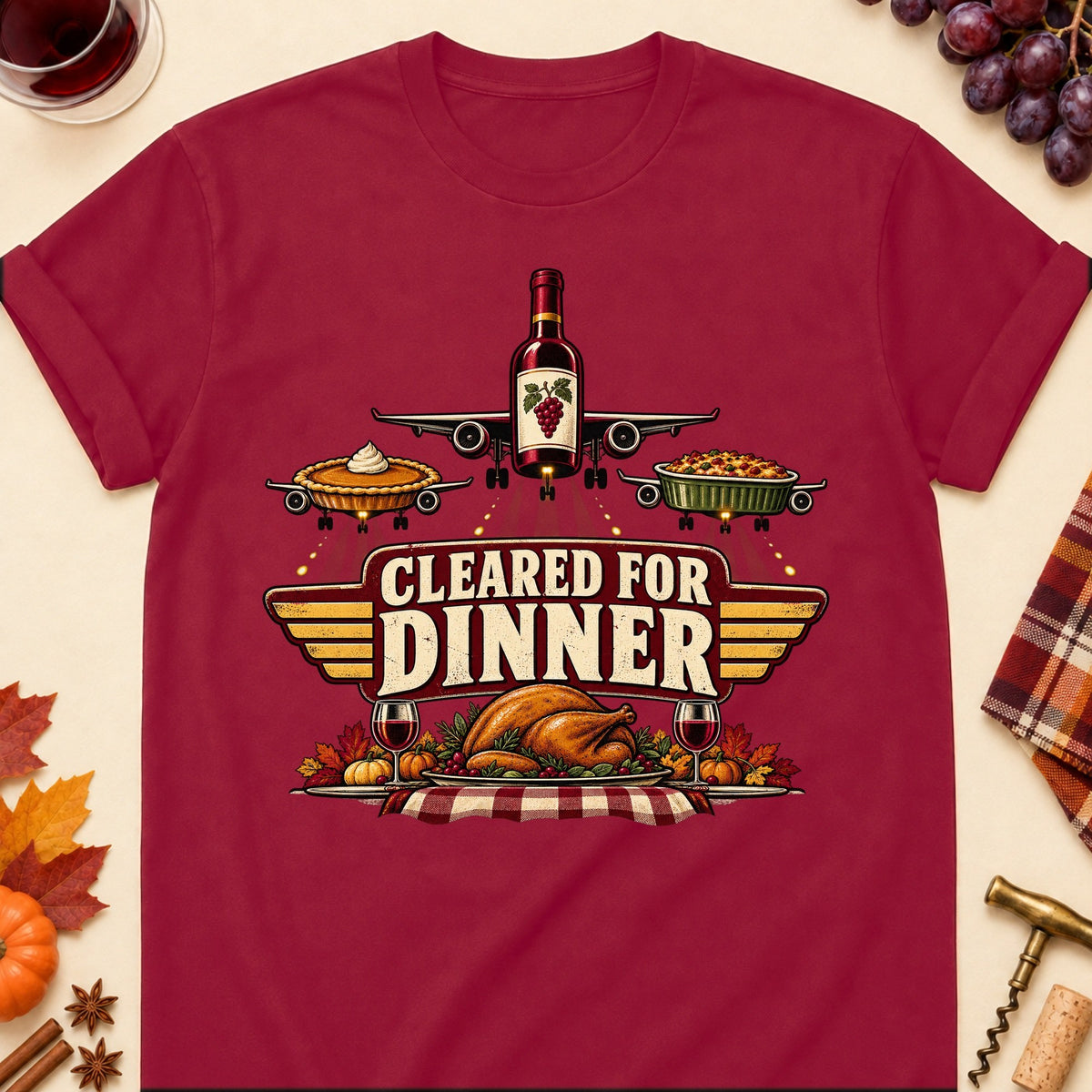 Cleared For Dinner Colored Print T-Shirt - Cardinal Red - Brooke & Belle
