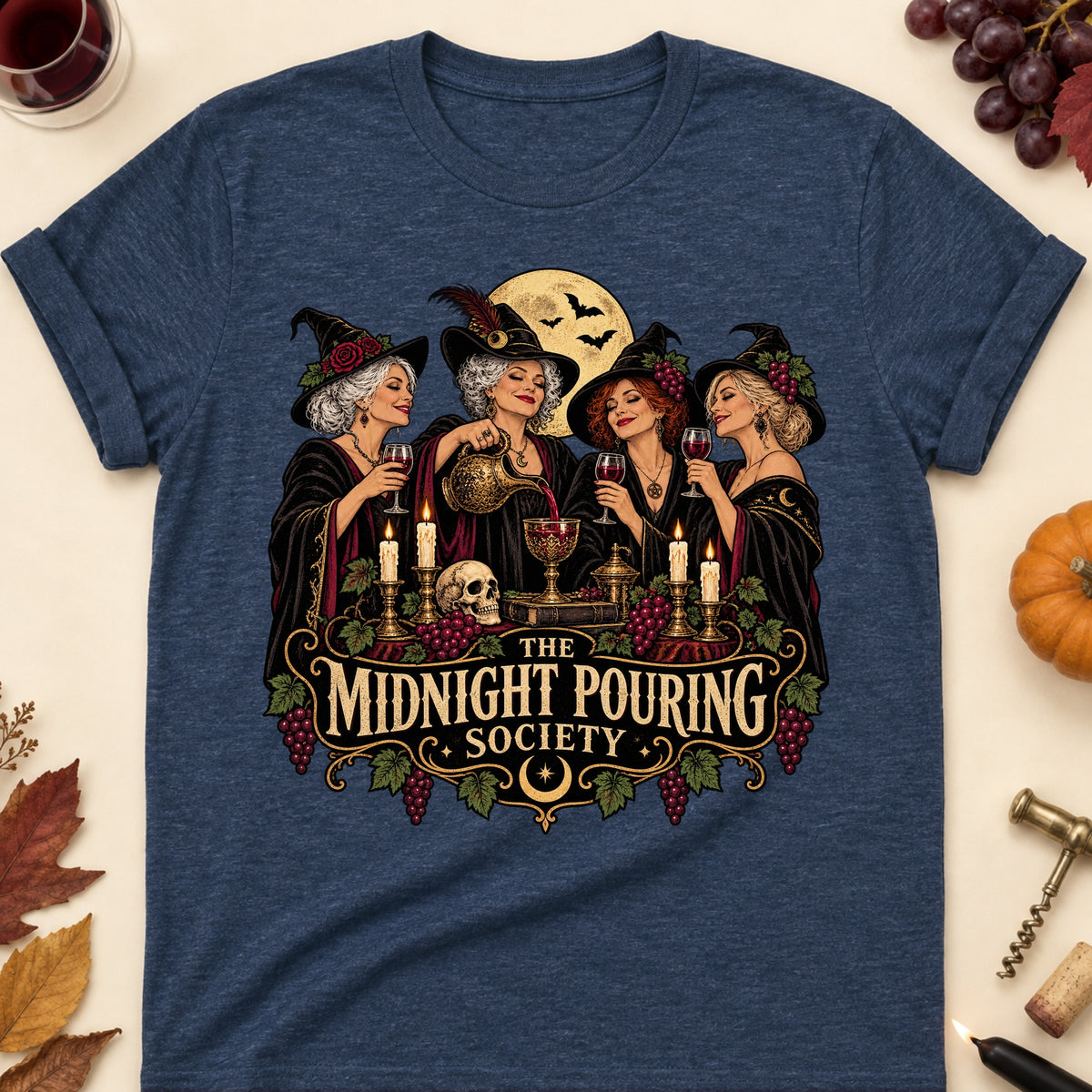 The Midnight Pouring Society Colored Print T-Shirt - Heather Navy - Brooke & Belle