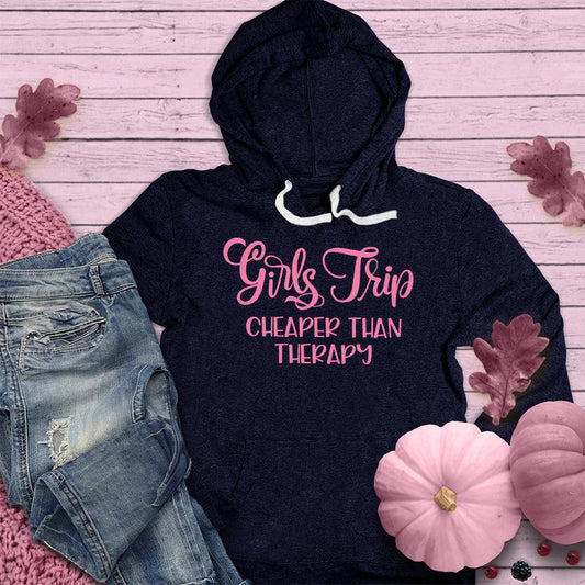 Girls Trip Hoodie Pink Edition Navy - Cozy friendship-themed hoodie with Girls Trip fun quote for bonding experiences