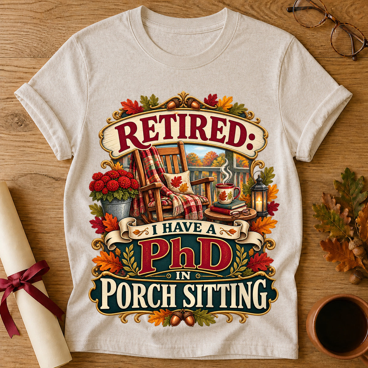 PhD Porch Sitting T-shirt - Heather Oatmeal - Brooke & Belle