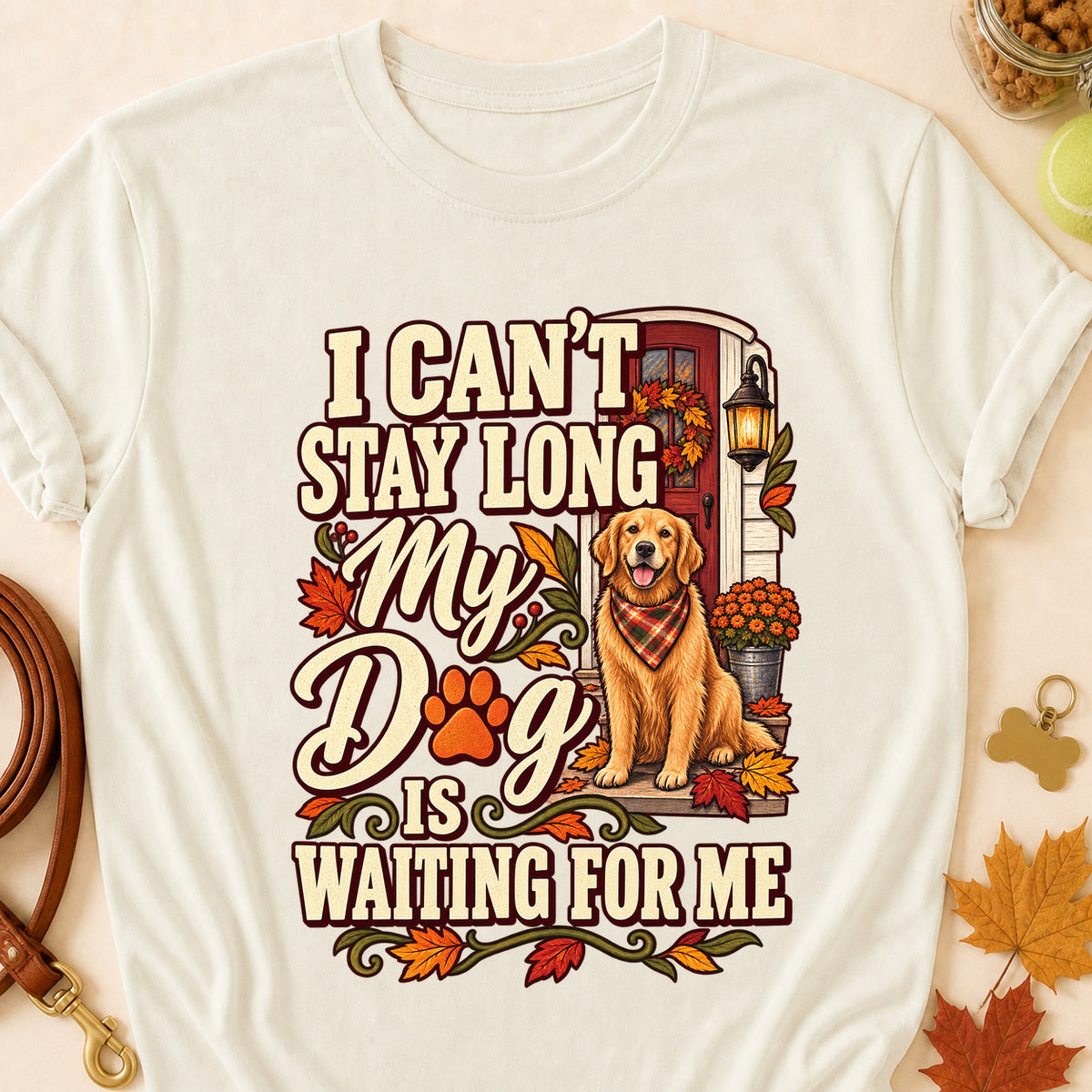 Dog Is Waiting For Me Fall T-shirt - Natural - Brooke & Belle