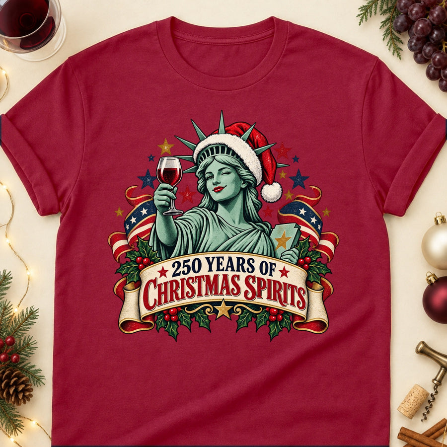 250 Years Of Christmas Spirits Colored Print T-Shirt