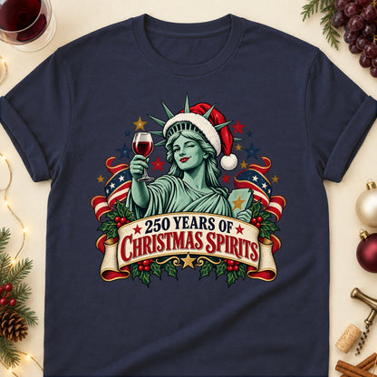 250 Years Of Christmas Spirits Colored Print T-Shirt - Navy - Brooke & Belle