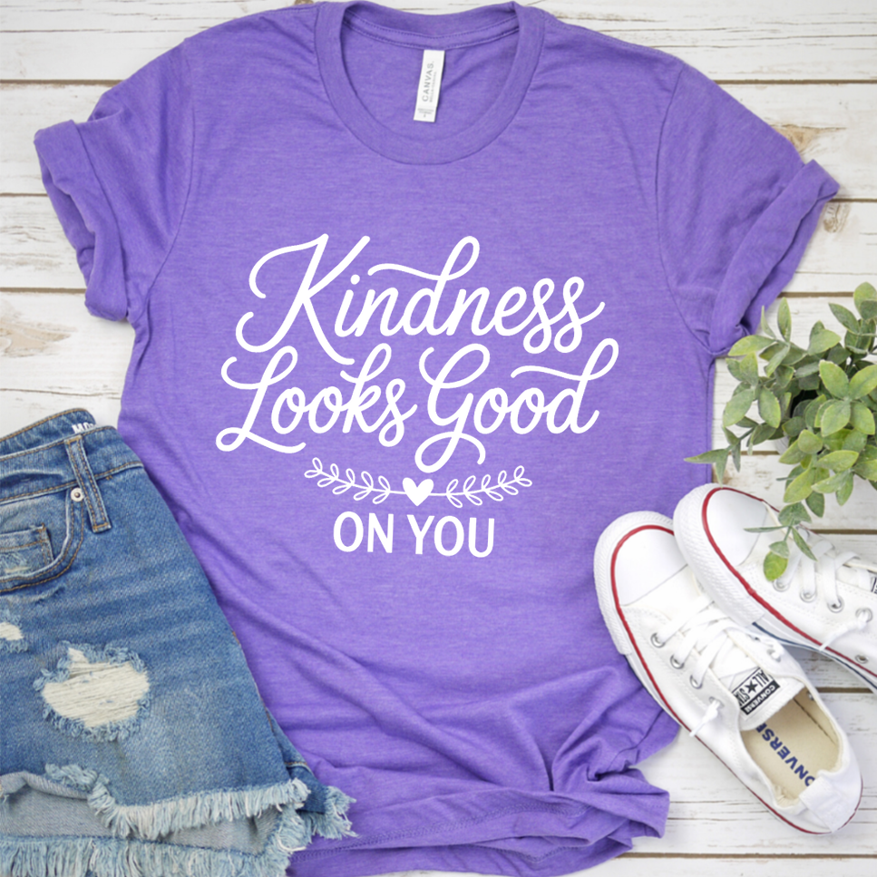 Kindness Looks Good On You T-Shirt - Heather Purple - Brooke & Belle
