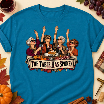 The Table Has Spoken Colored Print T-Shirt - Antique Sapphire - Brooke & Belle