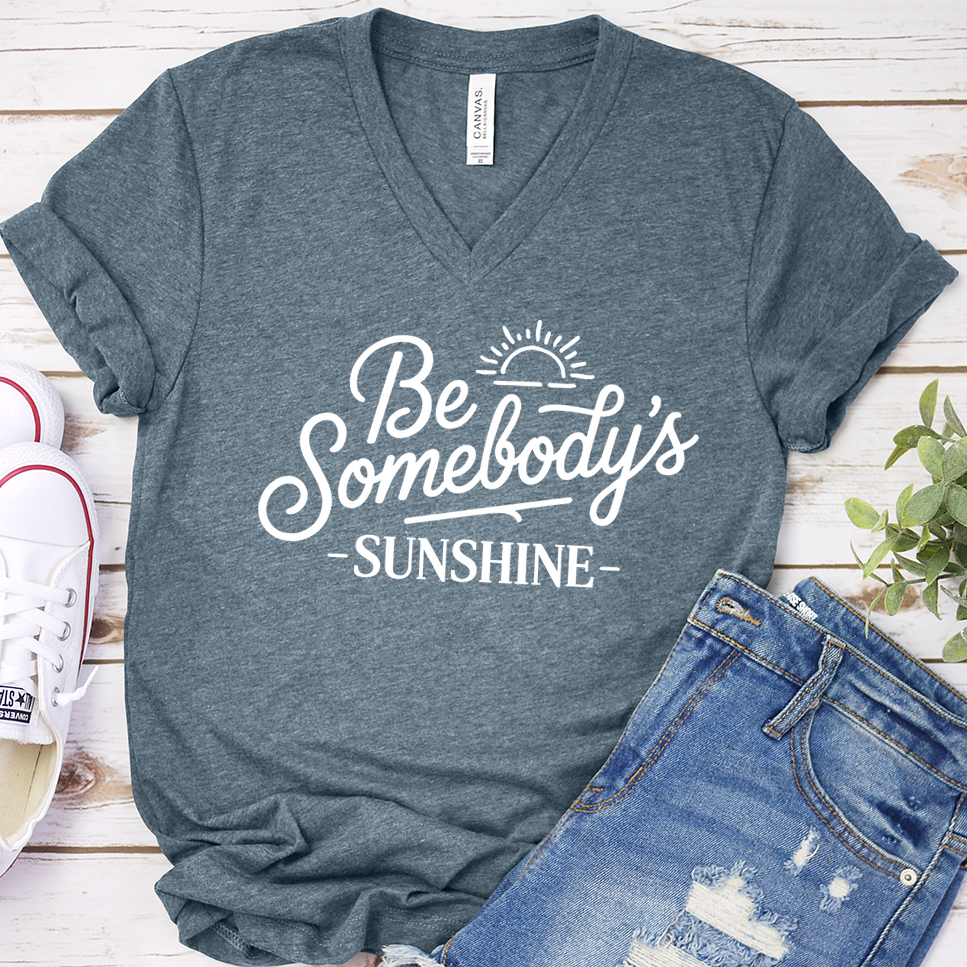 Be Somebody's Sunshine V-Neck - Heather Slate - Brooke & Belle