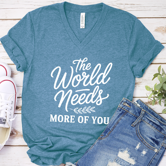 The World Needs More Of You V-Neck - Heather Deep Teal - Brooke & Belle