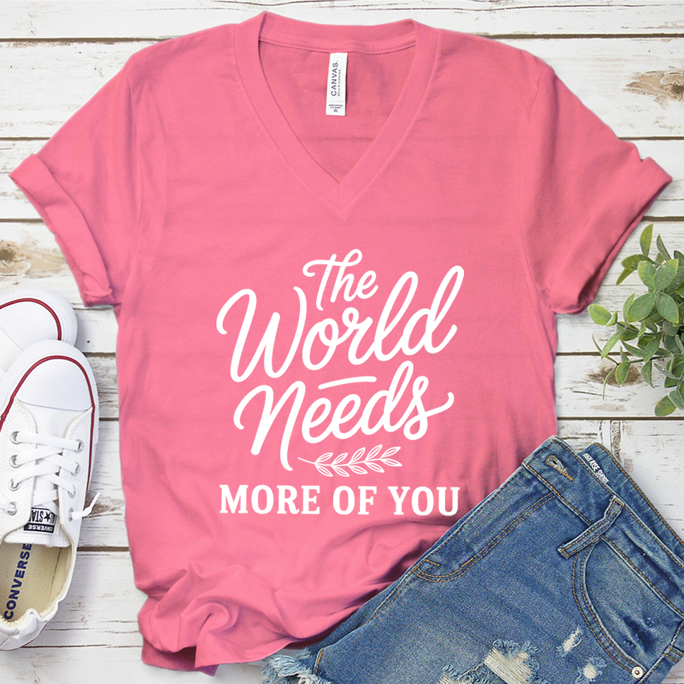 The World Needs More Of You V-Neck - Neon Pink - Brooke & Belle
