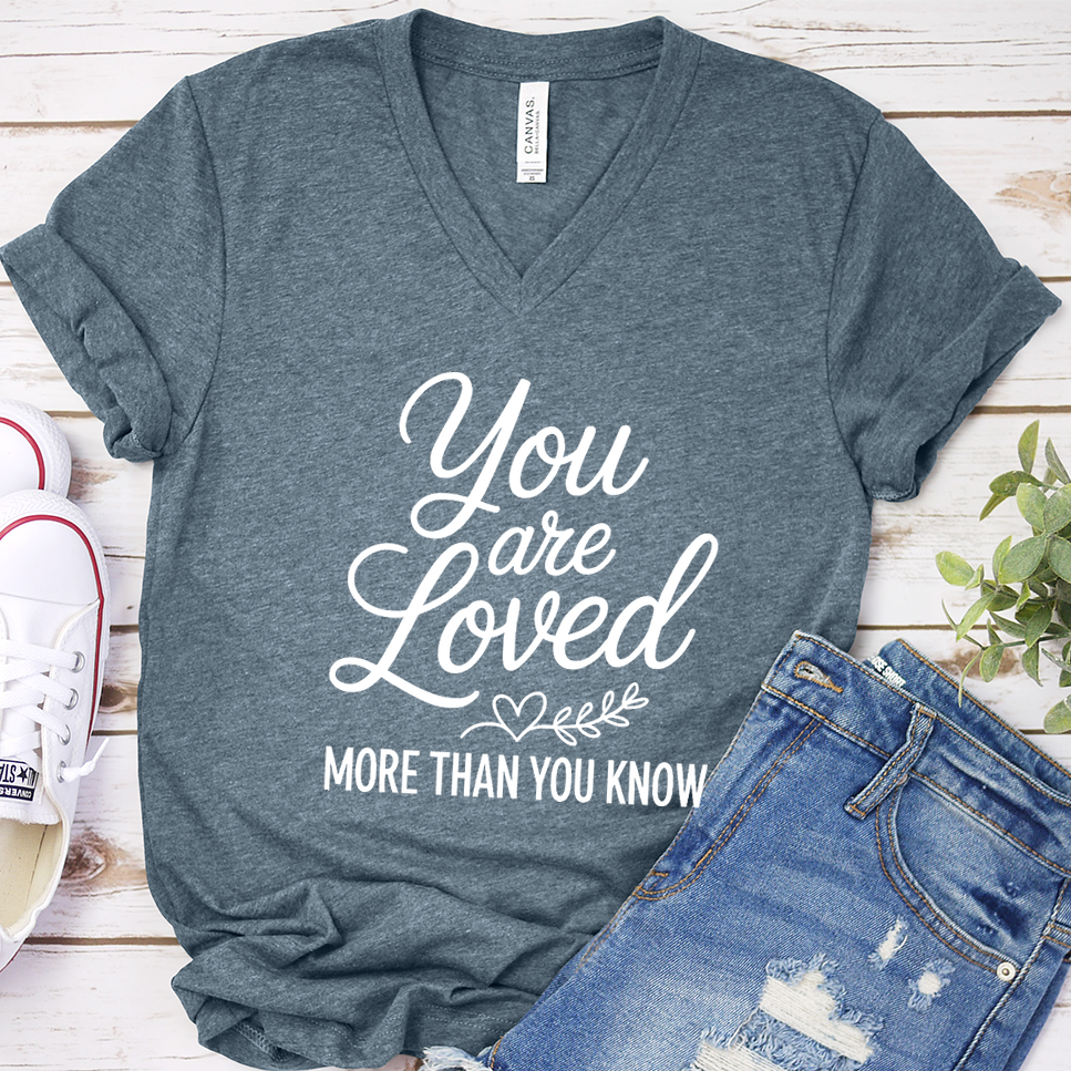 You Are Loved More Than You Know V-Neck - Heather Slate - Brooke & Belle