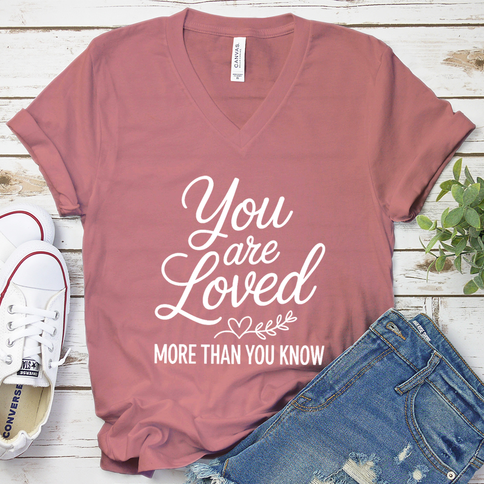 You Are Loved More Than You Know V-Neck - Mauve - Brooke & Belle
