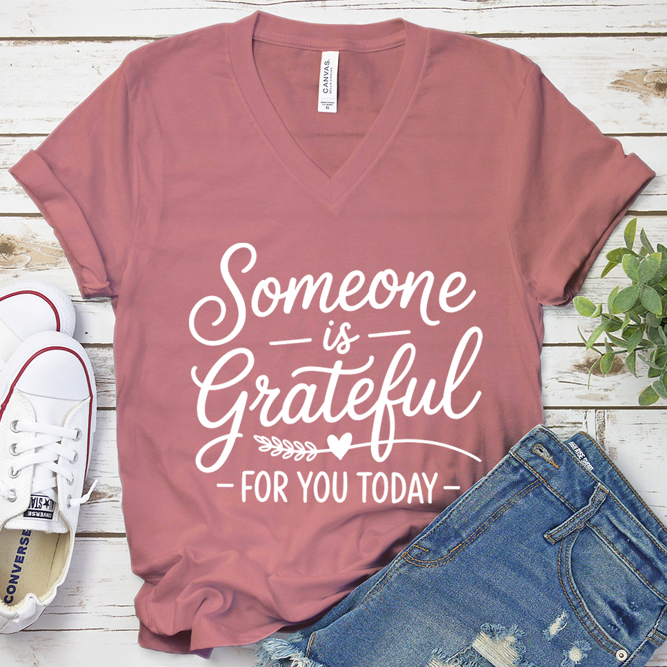Someone Is Grateful For You Today V-Neck - Mauve - Brooke & Belle