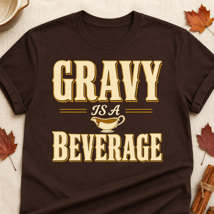 Gravy Is A Beverage Fall Colored Print T-Shirt - Dark Chocolate - Brooke & Belle