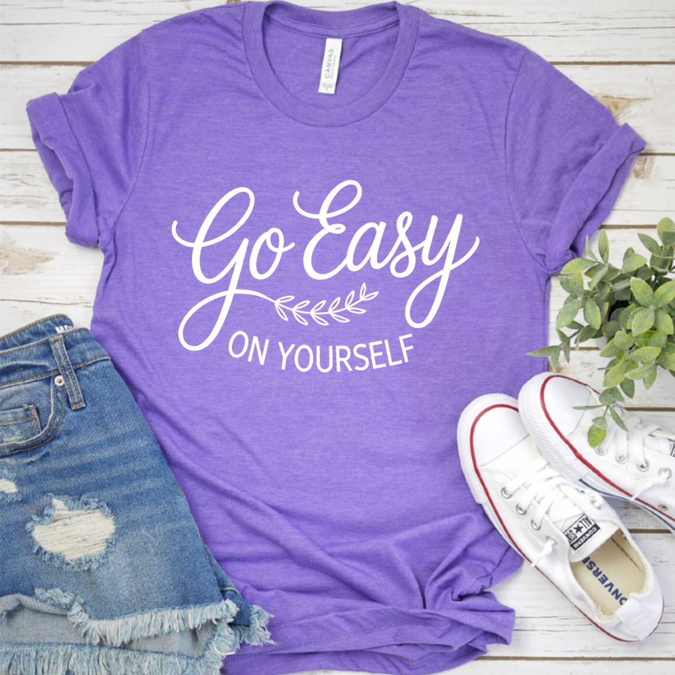 Go Easy On Yourself T-Shirt - Heather Purple - Brooke & Belle