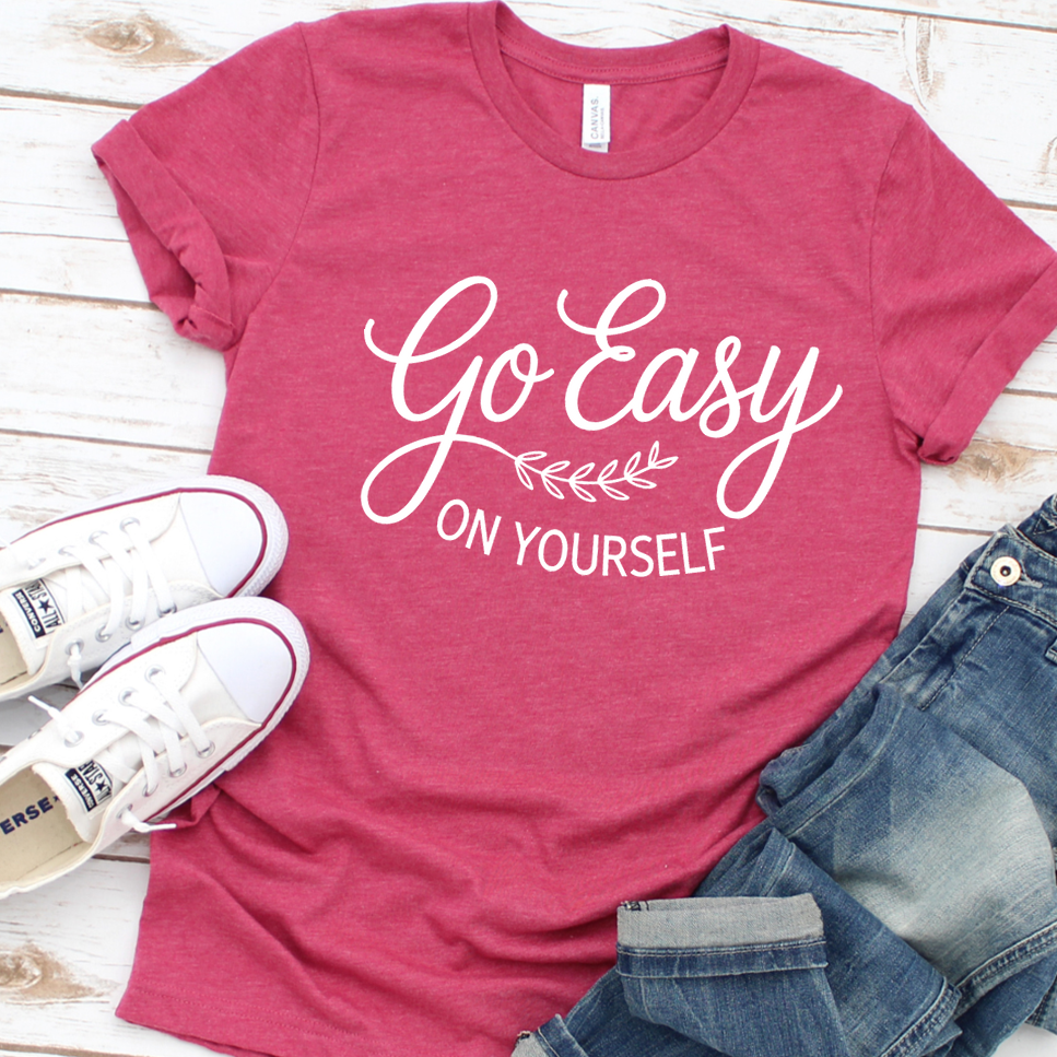 Go Easy On Yourself T-Shirt - Heather Raspberry - Brooke & Belle