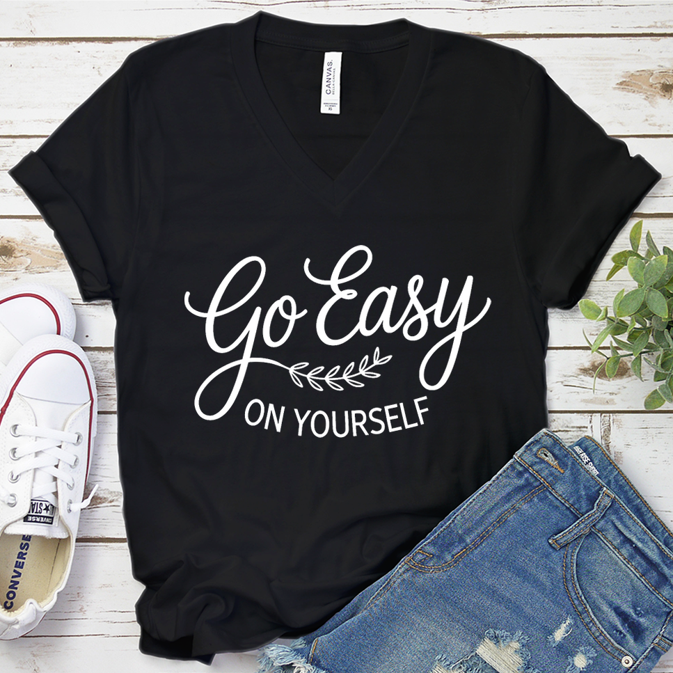 Go Easy On Yourself V-Neck - Black - Brooke & Belle