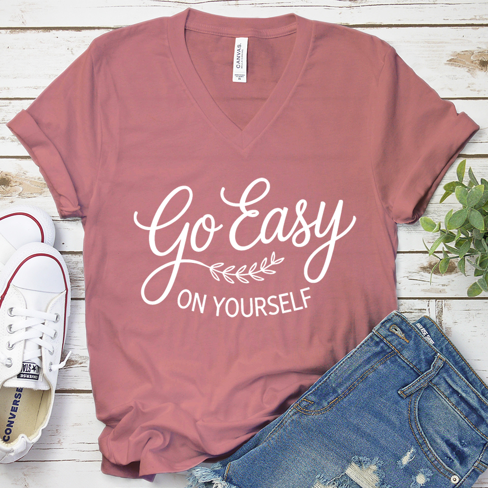Go Easy On Yourself V-Neck - Mauve - Brooke & Belle