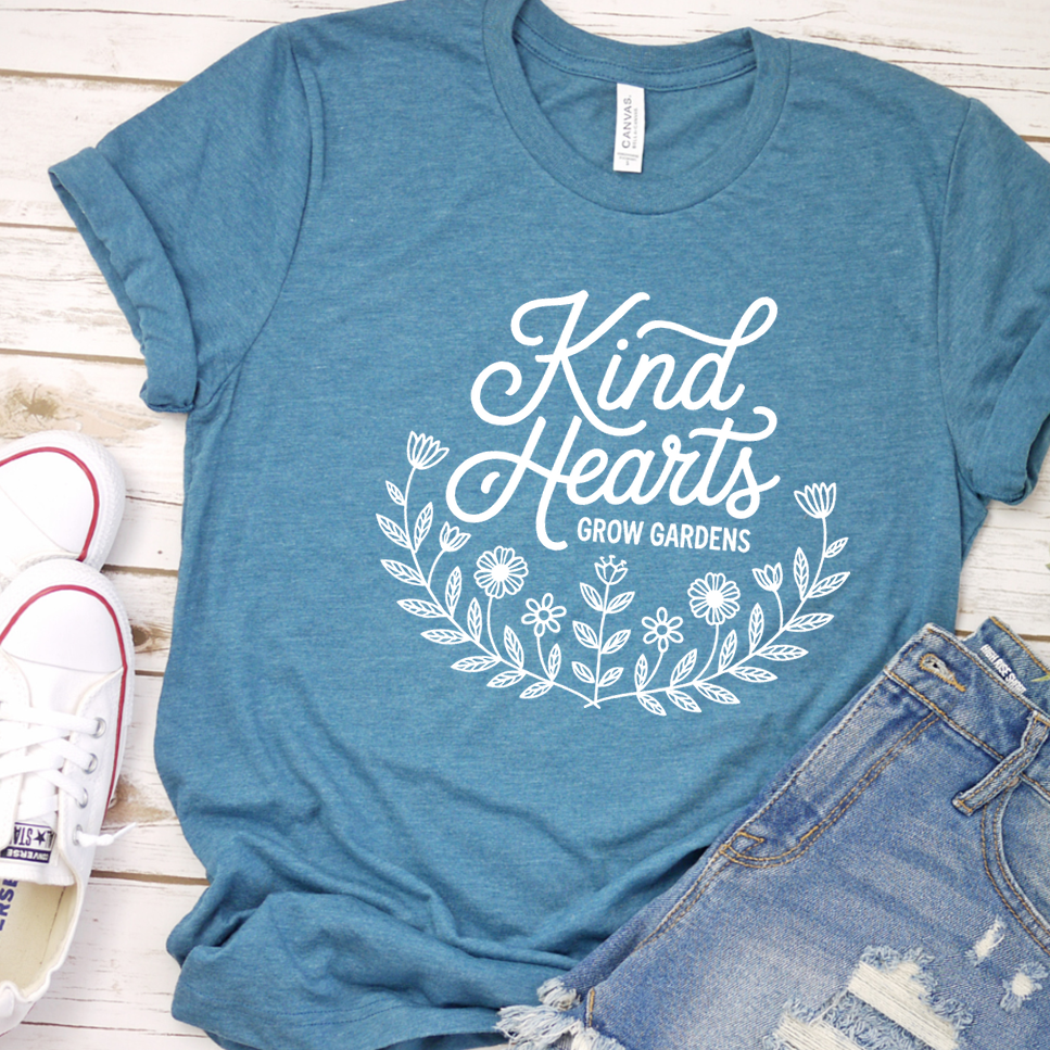 Kind Hearts Grow Gardens T-Shirt - Heather Deep Teal - Brooke & Belle