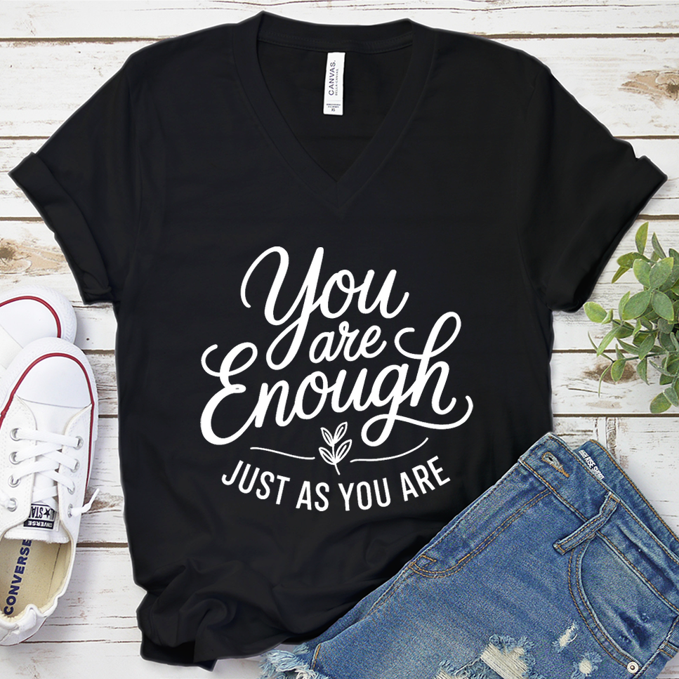 You Are Enough, Just As You Are V-Neck - Black - Brooke & Belle