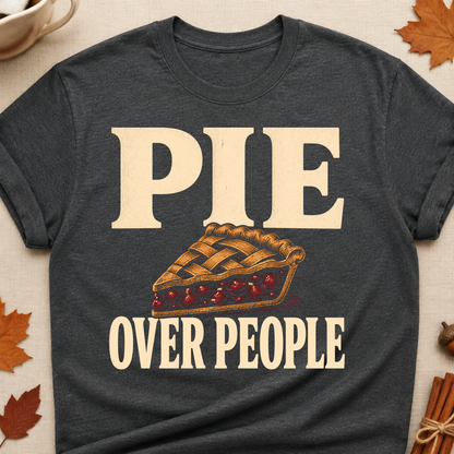 Pie Over People Fall Colored Print T-Shirt - Dark Heather - Brooke & Belle