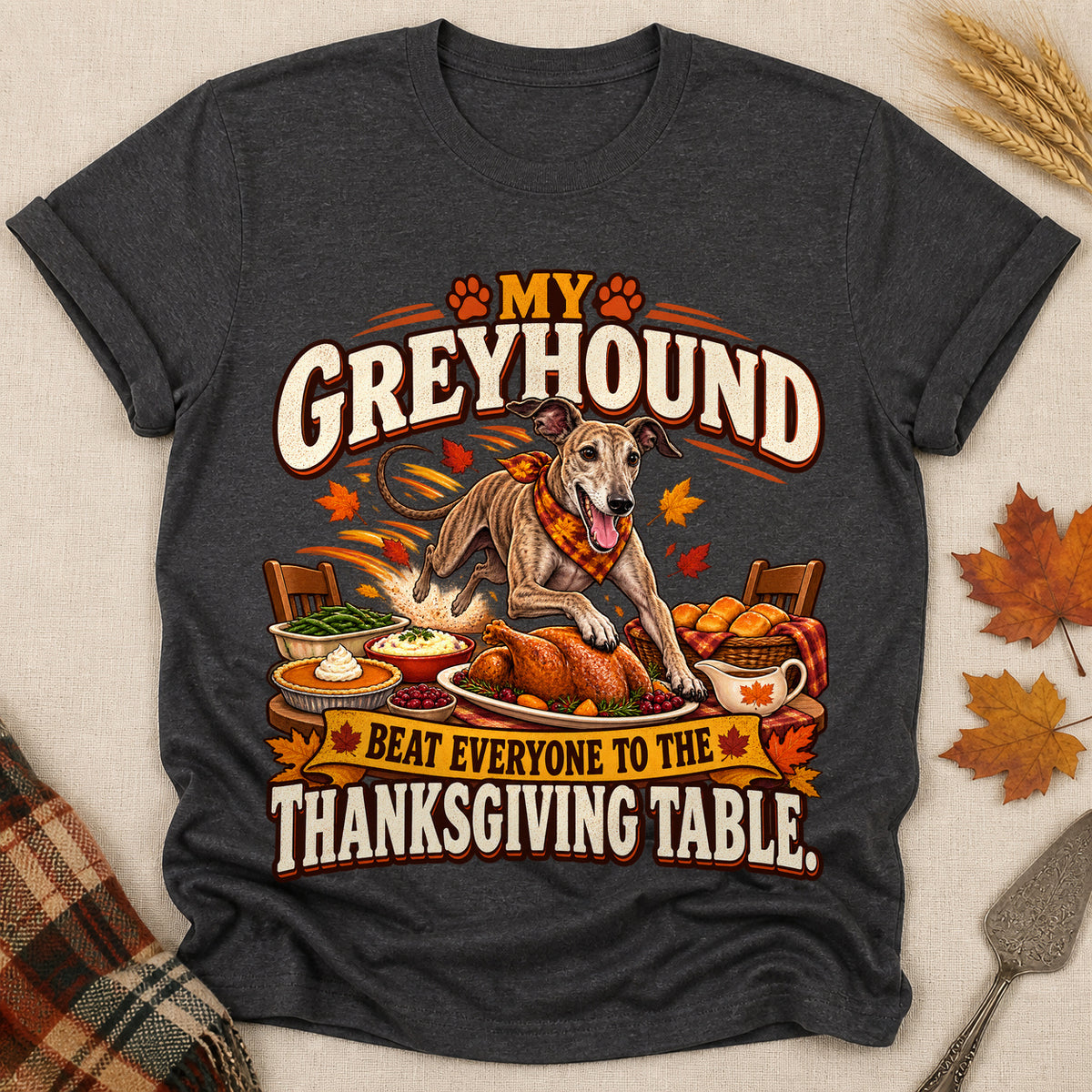 First To The Table T-shirt - Dark Heather - Brooke & Belle