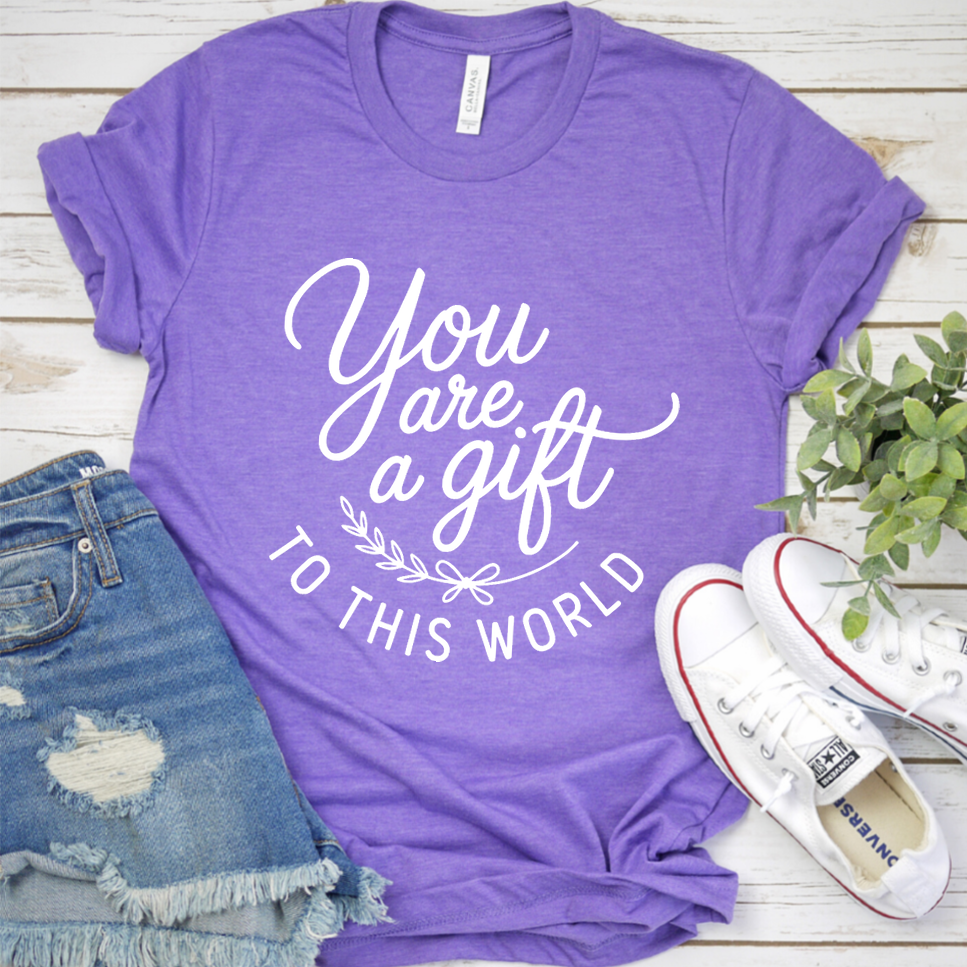 You Are A Gift To This World T-Shirt - Heather Purple - Brooke & Belle