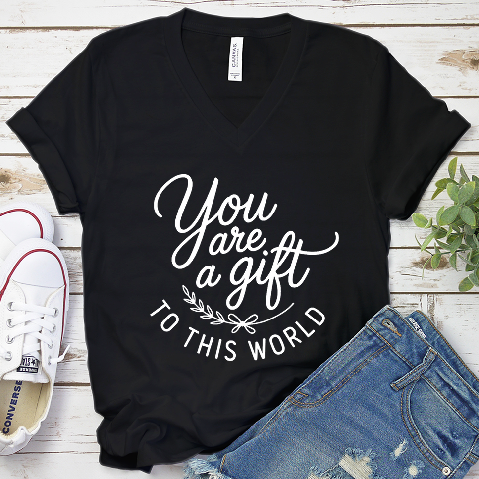 You Are A Gift To This World V-Neck - Black - Brooke & Belle