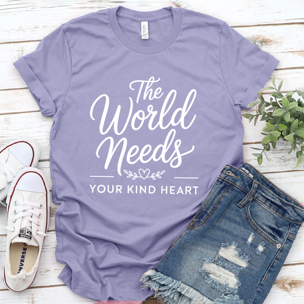 The World Needs Your Kind Heart T-Shirt - Dark Lavender - Brooke & Belle