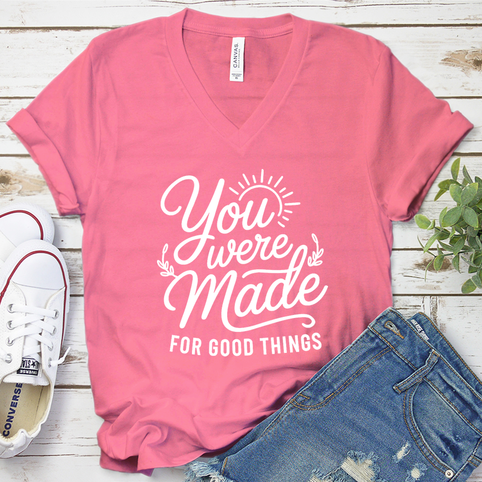 You Were Made For Good Things V-Neck - Neon Pink - Brooke & Belle