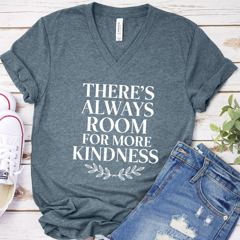 There's Always Room For More Kindness V-Neck - Heather Slate - Brooke & Belle