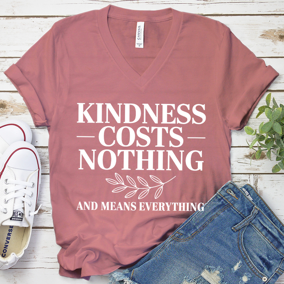 Kindness Costs Nothing And Means Everything V-Neck - Mauve - Brooke & Belle