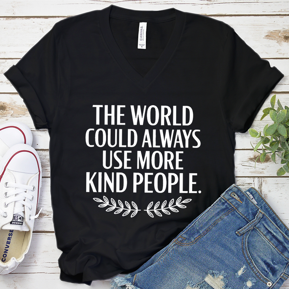The World Could Always Use More Kind People V-Neck - Black - Brooke & Belle