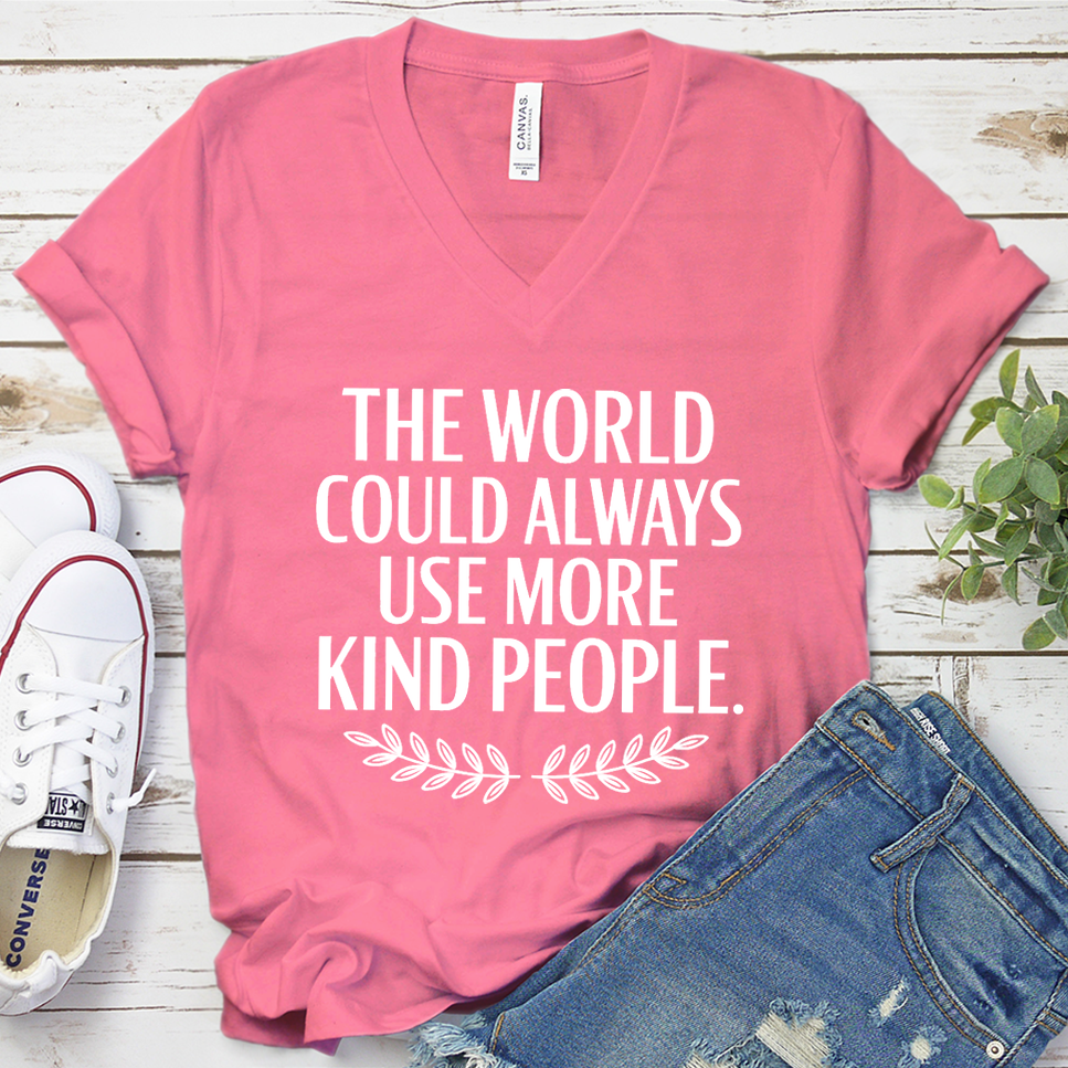 The World Could Always Use More Kind People V-Neck - Neon Pink - Brooke & Belle