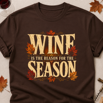 Wine Is The Reason For The Season Fall Colored Print T-Shirt - Dark Chocolate - Brooke & Belle