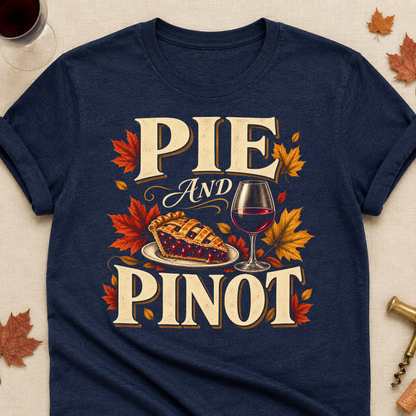 Pie And Pinot Fall Colored Print T-Shirt - Heather Navy - Brooke & Belle