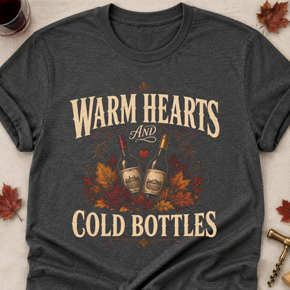 Warm Hearts And Cold Bottles Fall Colored Print T-Shirt - Dark Heather - Brooke & Belle