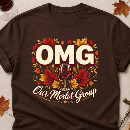 OMG Our Merlot Group Fall Colored Print T-Shirt - Dark Chocolate - Brooke & Belle