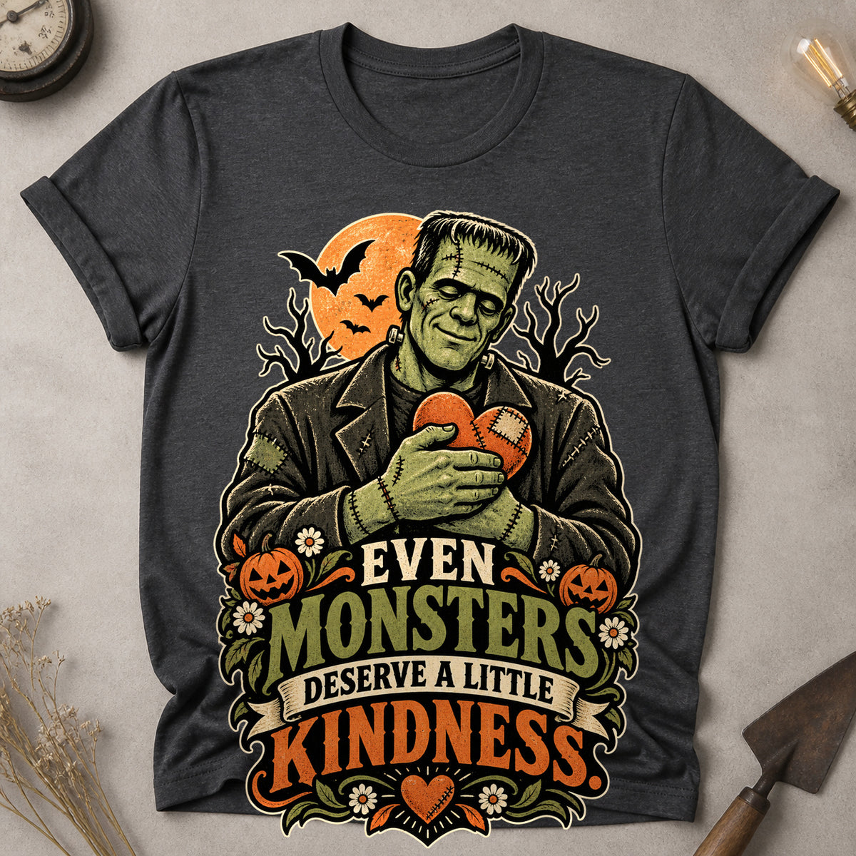 Monsters Deserve Kindness T-shirt - Dark Heather - Brooke & Belle