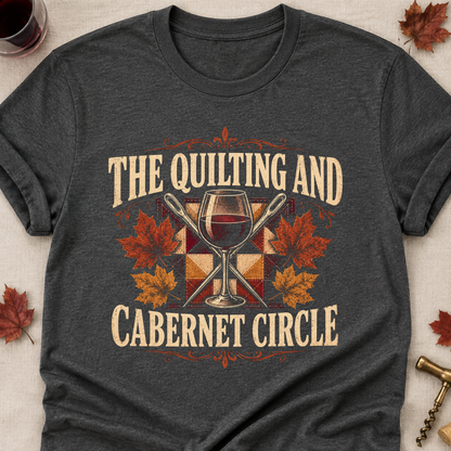 The Quilting And Cabernet Circle Fall Colored Print T-Shirt - Dark Heather - Brooke & Belle