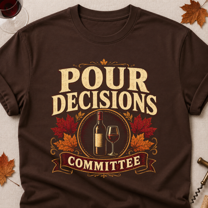 Pour Decisions Committee Fall Colored Print T-Shirt - Dark Chocolate - Brooke & Belle