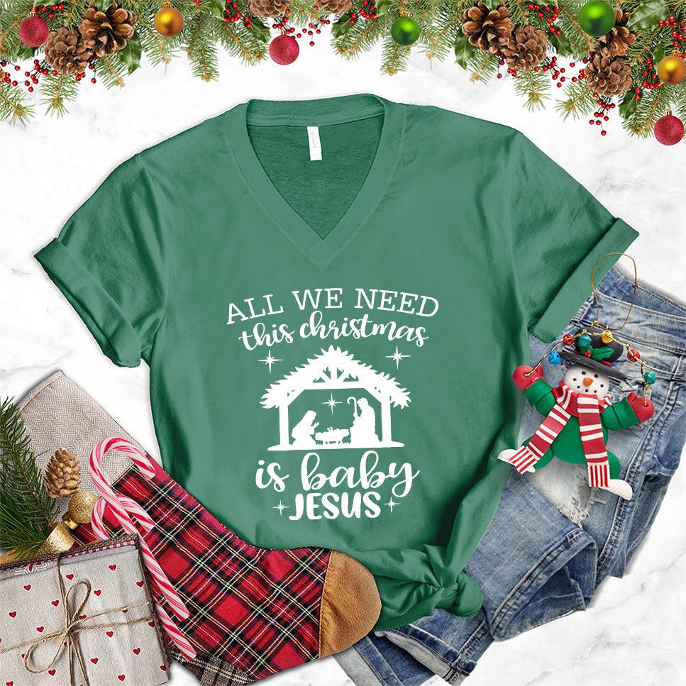 All We Need This Christmas Is Baby Jesus V-Neck - Brooke & Belle